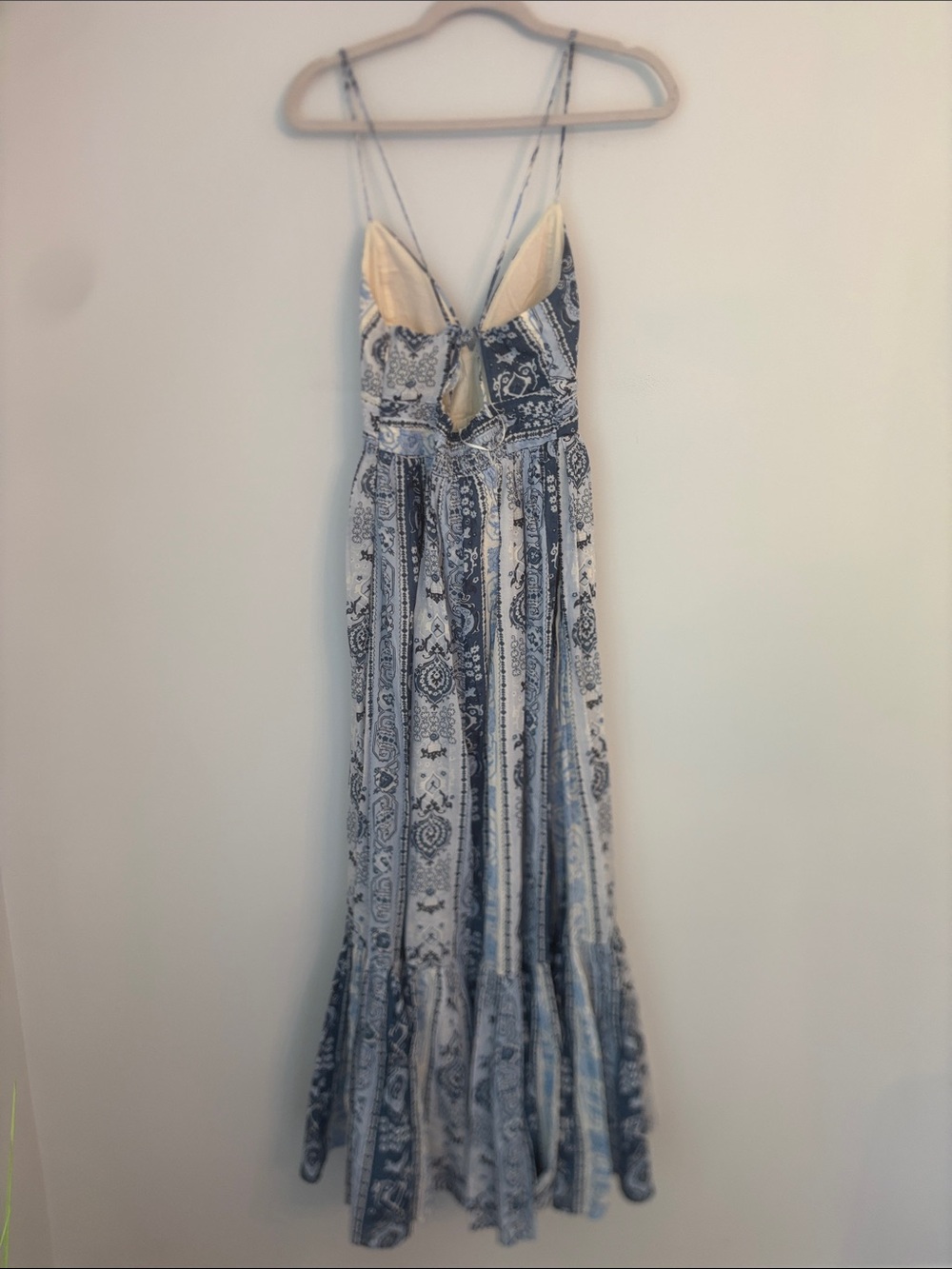 Abercrombie & Fitch Blue Patterned Maxi Dress with Built in Bra Size Small Tall - Picture 7 of 7